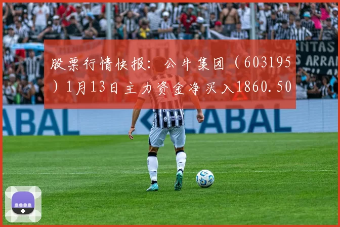 股票行情快报：公牛集团（603195）1月13日主力资金净买入1860.50万元